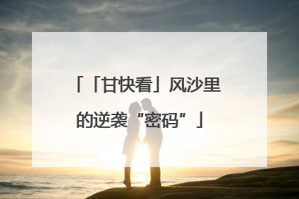 「甘快看」风沙里的逆袭“密码”