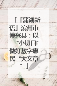 「蒲湖新语」滨州市博兴县：以“小切口”做好数字惠民“大文章”