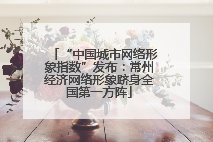 “中国城市网络形象指数”发布：常州经济网络形象跻身全国第一方阵