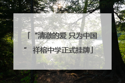 “清澈的爱 只为中国” 祥榕中学正式挂牌