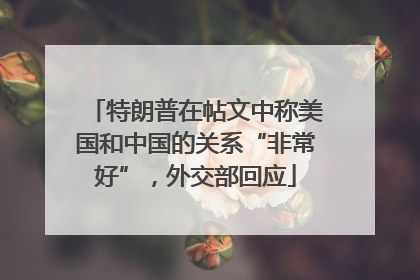 特朗普在帖文中称美国和中国的关系“非常好”，外交部回应