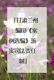 甘肃兰州：编印《案例选编》落实司法责任制