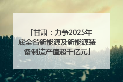 甘肃：力争2025年底全省新能源及新能源装备制造产值超千亿元