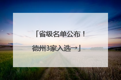 省级名单公布！德州3家入选→