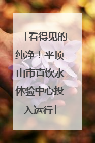 看得见的纯净！平顶山市直饮水体验中心投入运行