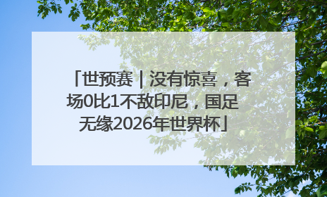 世预赛｜没有惊喜，客场0比1不敌印尼，国足无缘2026年世界杯