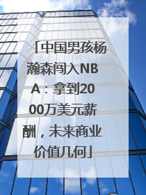 中国男孩杨瀚森闯入NBA：拿到2000万美元薪酬，未来商业价值几何