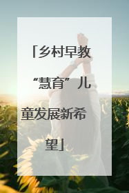 乡村早教“慧育”儿童发展新希望
