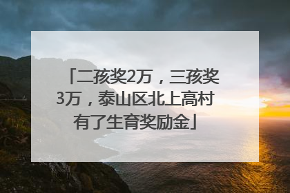 二孩奖2万，三孩奖3万，泰山区北上高村有了生育奖励金