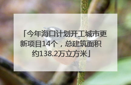 今年海口计划开工城市更新项目14个，总建筑面积约138.2万立方米