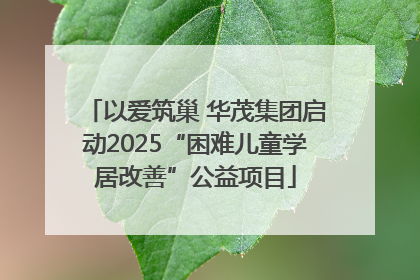 以爱筑巢 华茂集团启动2025“困难儿童学居改善”公益项目