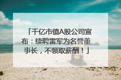 千亿市值A股公司宣布：续聘雷军为名誉董事长，不领取薪酬！