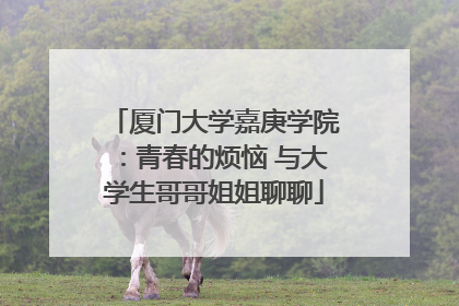 厦门大学嘉庚学院：青春的烦恼 与大学生哥哥姐姐聊聊