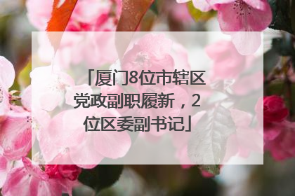 厦门8位市辖区党政副职履新，2位区委副书记