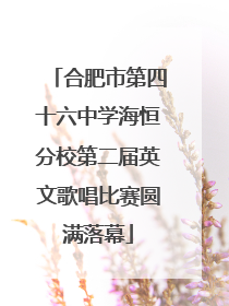 合肥市第四十六中学海恒分校第二届英文歌唱比赛圆满落幕
