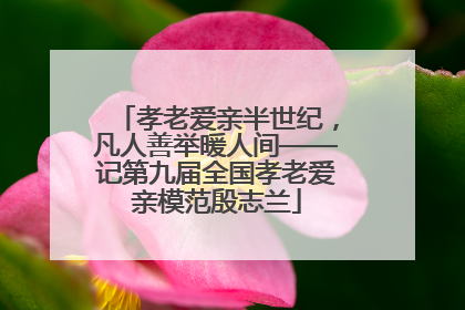 孝老爱亲半世纪，凡人善举暖人间——记第九届全国孝老爱亲模范殷志兰