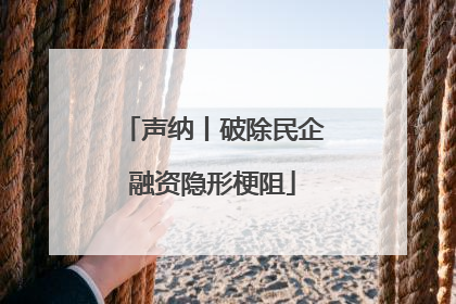声纳丨破除民企融资隐形梗阻