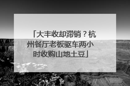 大丰收却滞销？杭州餐厅老板驱车两小时收购山地土豆