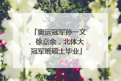 奥运冠军孙一文、徐嘉余，北体大冠军班硕士毕业