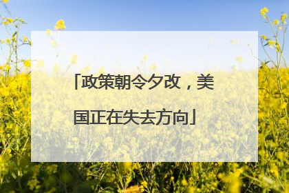 政策朝令夕改，美国正在失去方向