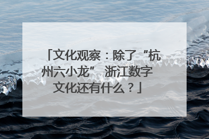 文化观察：除了“杭州六小龙” 浙江数字文化还有什么？
