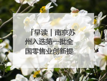 早读｜南京苏州入选第一批全国零售业创新提升试点城市