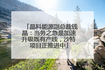 晶科能源副总裁钱晶：当务之急是加速升级既有产线，沙特项目正推进中