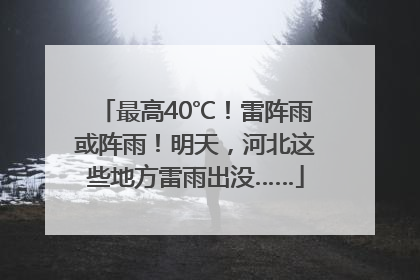 最高40℃！雷阵雨或阵雨！明天，河北这些地方雷雨出没……