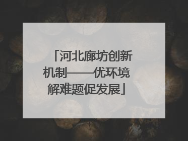 河北廊坊创新机制——优环境解难题促发展