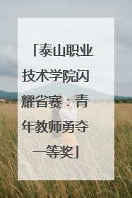 泰山职业技术学院闪耀省赛：青年教师勇夺一等奖