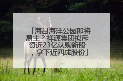 海昌海洋公园即将易主？祥源集团拟斥资近23亿认购新股，拿下近四成股份