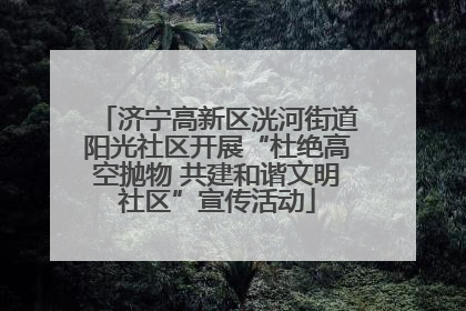 济宁高新区洸河街道阳光社区开展“杜绝高空抛物 共建和谐文明社区”宣传活动