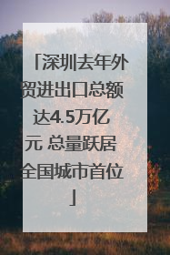 深圳去年外贸进出口总额达4.5万亿元 总量跃居全国城市首位