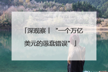 深观察丨“一个万亿美元的愚蠢错误”