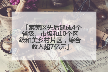 莱芜区先后建成4个省级、市级和10个区级和美乡村片区，综合收入超7亿元