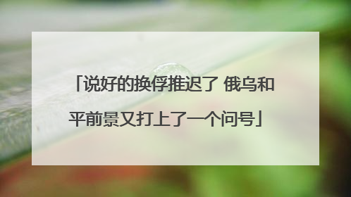 说好的换俘推迟了 俄乌和平前景又打上了一个问号