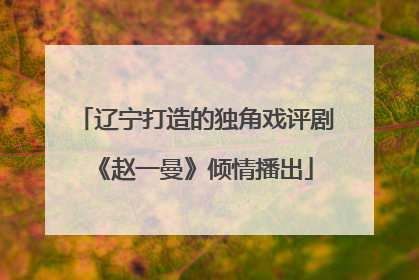 辽宁打造的独角戏评剧《赵一曼》倾情播出