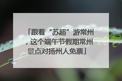 跟着“苏超”游常州，这个端午节假期常州景点对扬州人免票