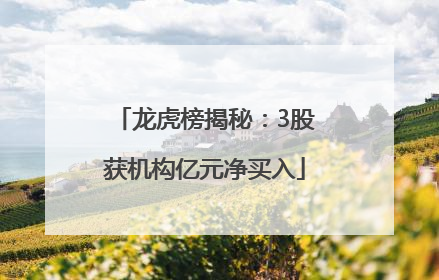 龙虎榜揭秘：3股获机构亿元净买入