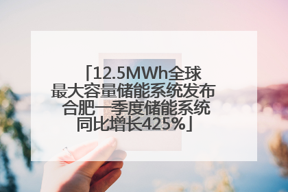 12.5MWh全球最大容量储能系统发布 合肥一季度储能系统同比增长425%