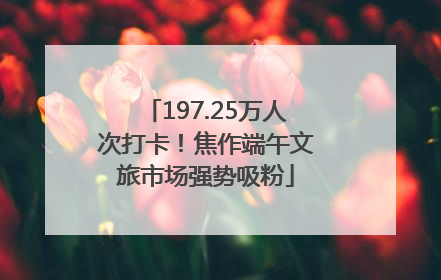 197.25万人次打卡！焦作端午文旅市场强势吸粉