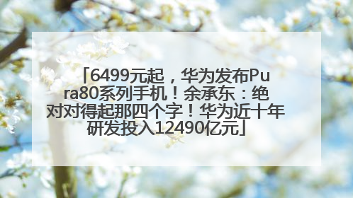 6499元起，华为发布Pura80系列手机！余承东：绝对对得起那四个字！华为近十年研发投入12490亿元